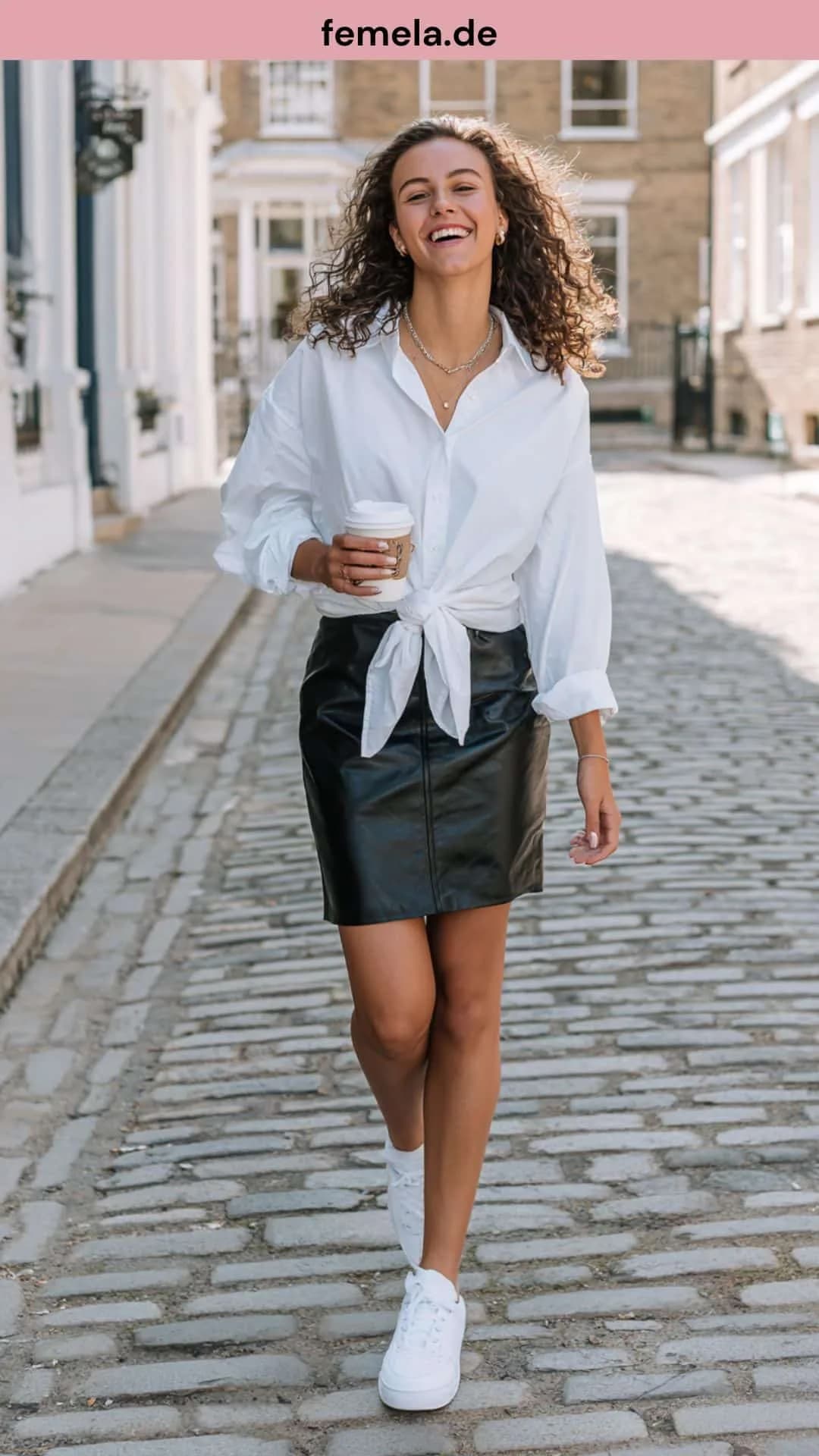 casual-style-leder-minirock-weisses-hemd