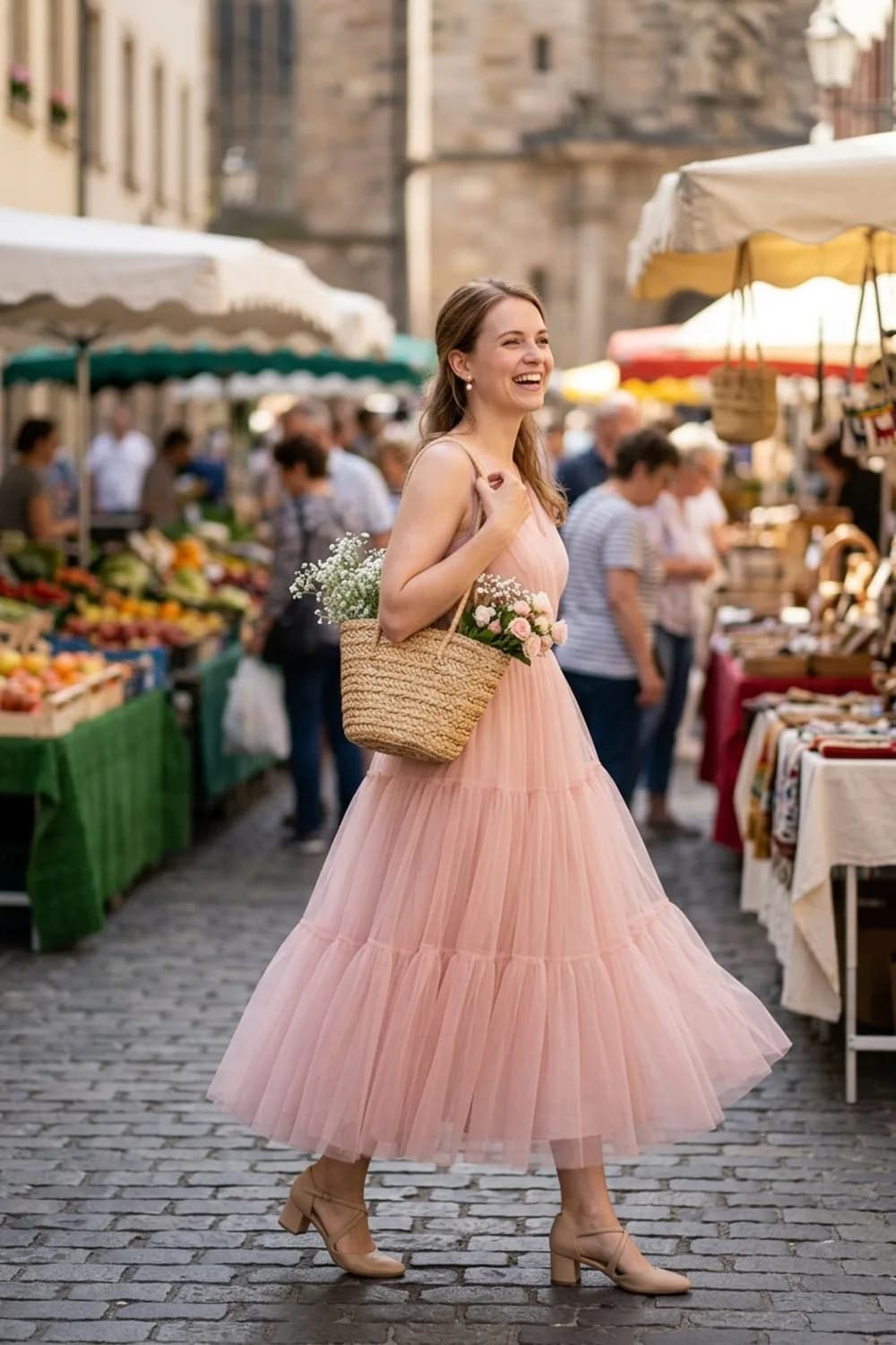 Romantischer Traum: Zartrosa Tüllkleid, Perlenohrringe und Riemchenpumps – Henna Abend Kleid: 9 festliche Looks für die orientalische Feier