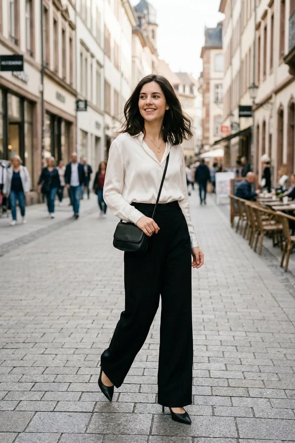 Business-Power: Schwarze Marlene-Hose, weiße Seidenbluse und spitze Pumps – Roter Blazer: 9 mutige Outfits für Frauen, die auffallen wollen