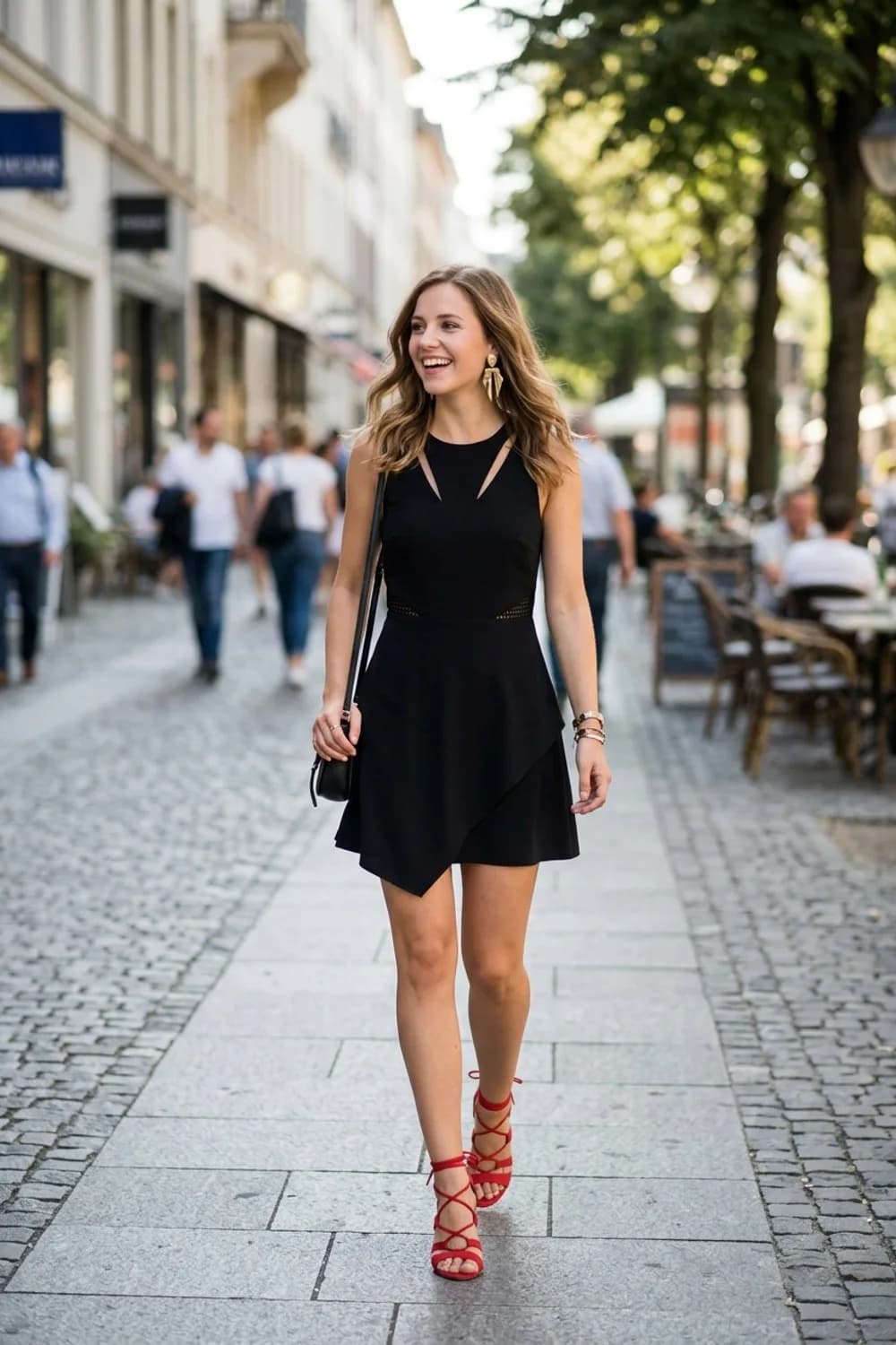 Der Klassiker 2.0: Schwarzes Minikleid, Statement-Ohrringe und rote Riemchensandaletten – Party Kleid: 9 mitreißende Looks für unvergessliche Nächte