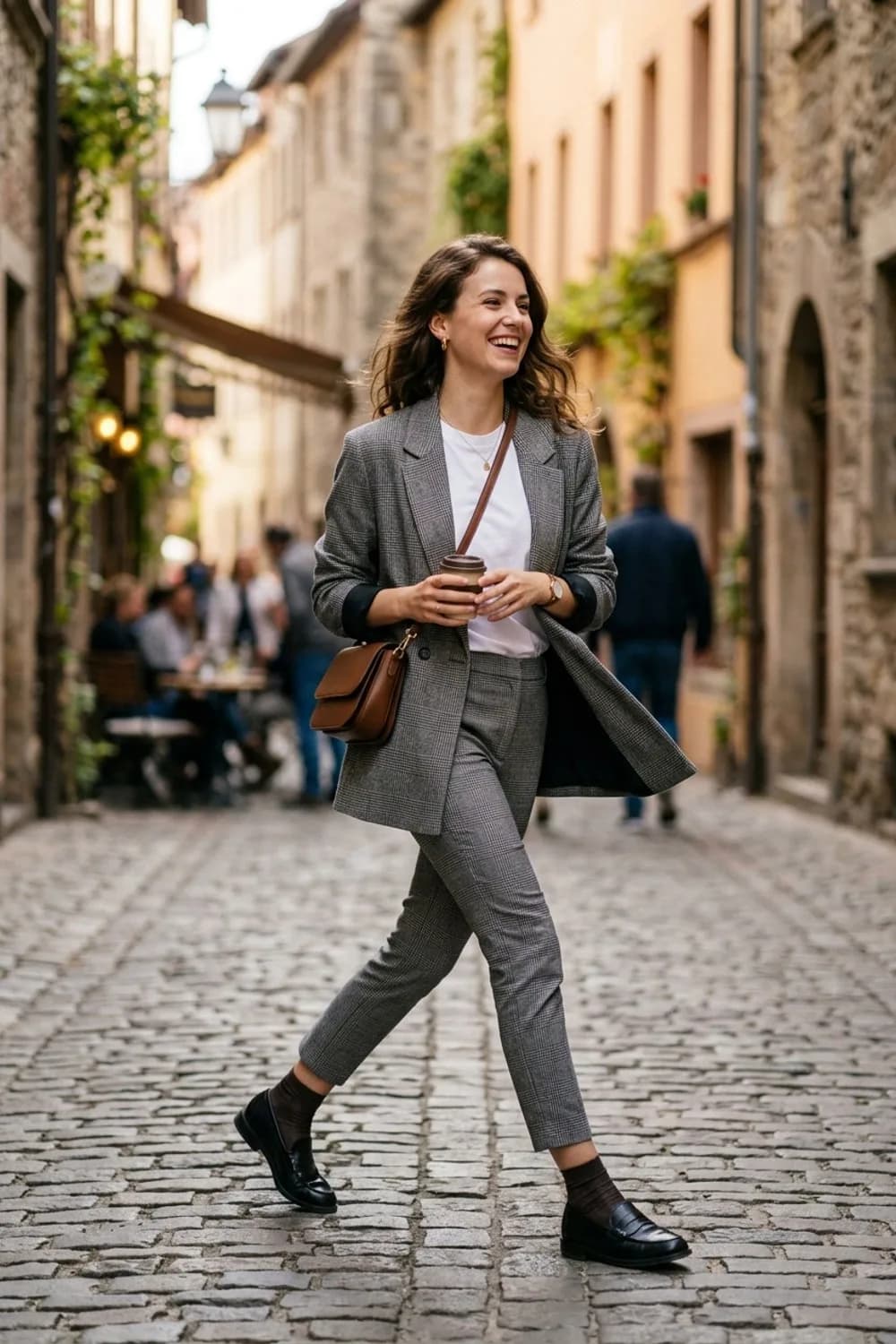 Moderner Office-Look: Graue Karohose, Oversize-Blazer und Loafer – Stoffhose: 9 elegante Outfits mit dem hochwertigen Klassiker
